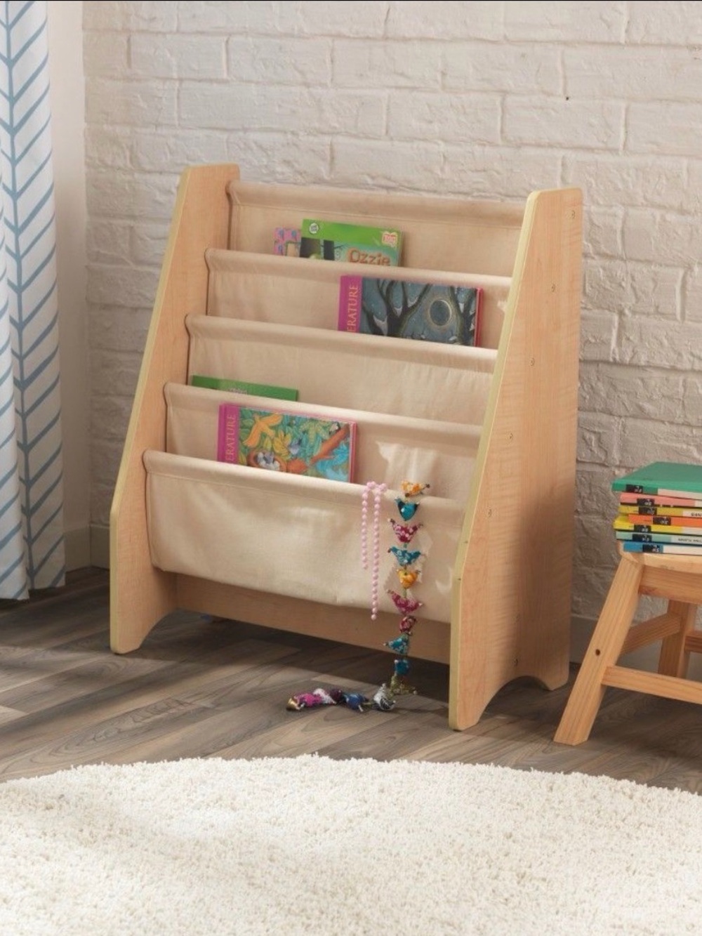 NEW KidKraft Sling Bookshelf – Natural Wood – Kids Book Storage